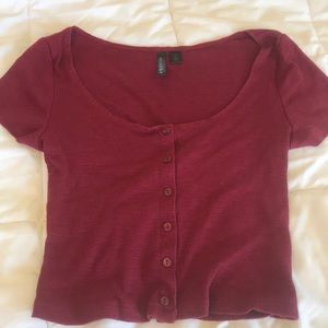 Full Tilt Maroon Cropped Tee
